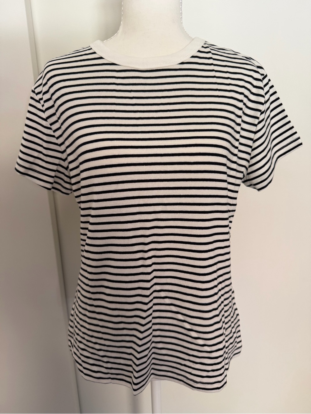 H&M Black and White Striped Short Sleeve Tee
